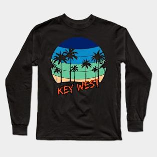 Key West Retro Vintage Sunset Beach Design Long Sleeve T-Shirt